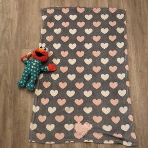Little Love by NoJo Fleece Baby Blanket “Hugs and Kisses” Heart Appliqué